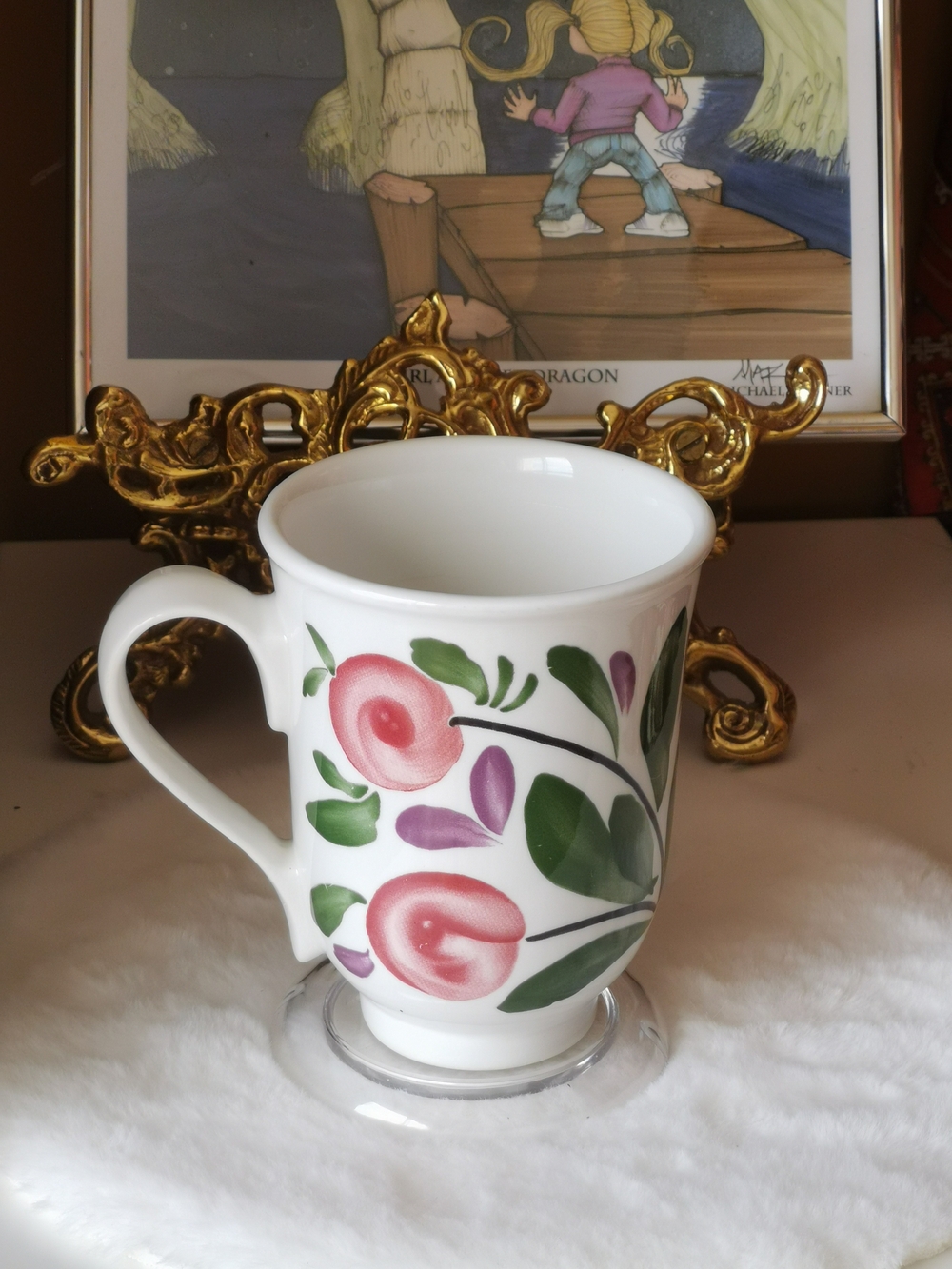 Portmeirion "Welsh Dresser" Mug with Pink Floral & Green Leaves Made In Britain - Picture 2 of 4